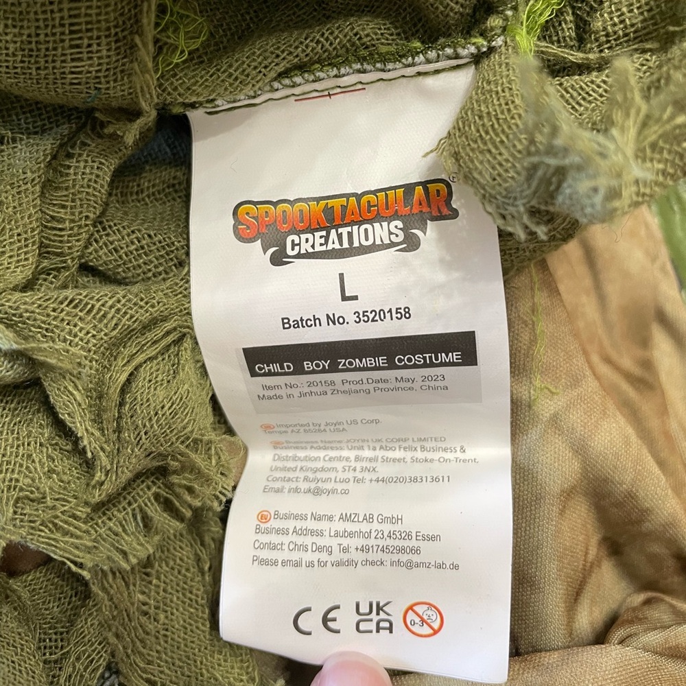 Spooktacular Creations Kids Zombie Costume - Green and Brown - Picture 5 of 7
